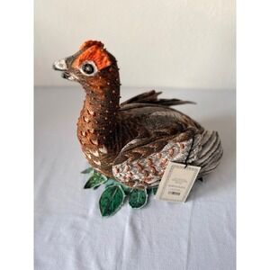 John Derian for Target Grouse Beaded Bird Decorative Pillow Brown Orange New